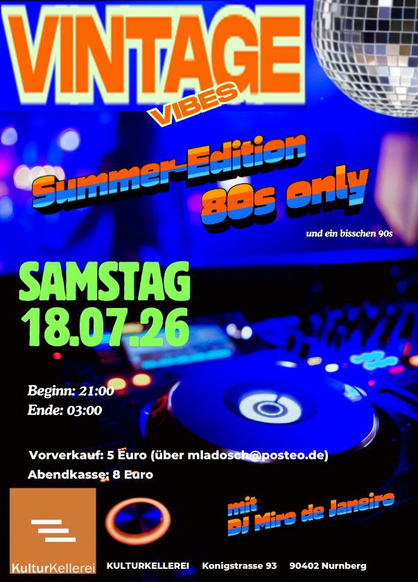 Sa 18.07. Vintage Vibes – Summer-Edition 80s Only